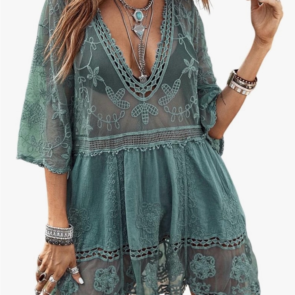Green/Teal Lace Cover-Up